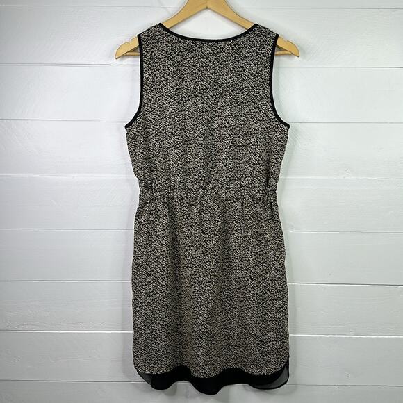 ANA A New Approach Black Tan V Neck Animal Print Sleeveless Empire Waist Dress 8 - Picture 2 of 11